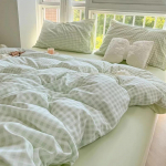 Roheline P&otilde;hjamaade Voodipesukomplekt Ins Ruuduline T&uuml;drukute Poiste Kahekohaline Kuninganna Suurus Tekikott Lame Voodilina Padjap&uuml;&uuml;r Uus Ilma T&auml;idiseta Voodipesu Flat Bed Sheet&Twin 3pcs for 1m bed