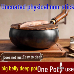 K&auml;sitsi valmistatud suur k&otilde;ht mittekleepuva rauast vokkpann, 24 cm - Autentne Zhangqiu stiil k&ouml;&ouml;giviljade ja supi jaoks New smooth pot 24cm (no lid)