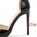 Suurused 35-46 Suvi Naiste 12cm K&otilde;rged Kontsad Sandaalid Daami Terava Ninaga Nahast Stiletto Kontsad Naiste L&auml;ikivad Moodsad Rihmadega Kingad 37 must