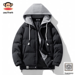 Paul Frank Men's 2025 Winter Faux Two-Piece Hooded Padded Jacket M