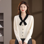 Women's 100% Pure Wool Bow-Knot Collar Cardigan XL