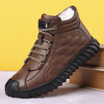 Talvised soojad Meeste saapad Nahk villane karusnahk &otilde;ues lumesaapad K&auml;sitsi valmistatud veekindlad t&ouml;&ouml;korras libisemiskindlad poolsaapad 44 pruun