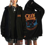 Raskemetalli Rockib&auml;nd Black Sabbath Ozzy Osbourne T&otilde;mblukuga Huppar Meeste Mood Vabaaja &Uuml;le suuruse T&otilde;mblukuga Jakk Meeste Vintage Jakk XL must