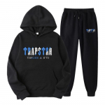 Jooksukost&uuml;&uuml;m meestele ja naistele, dressipluus Trapstar prindiga, unisex spordikost&uuml;&uuml;mi komplekt M must