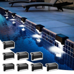 Lot de 8 lampes solaires &eacute;tanches pour cl&ocirc;ture, escaliers, cl&ocirc;ture, cour, terrasse et chemin (noir, blanc)