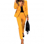 Naiste pidulik kahest osast koosnev &auml;rikomplekt pikkade varrukatega bleiseri ja pliiatsseelikuga, vabaaja kontorit&ouml;&ouml; riietus M sinine