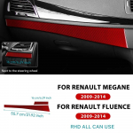 Real Soft Carbon Fiber trument Panel Strip Trim Sticker For Renault Fluence Megane RS 2009 2010 2011 2012 2013 2014 LHD RHD Type A For RHD Red