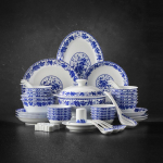 Jingdezhen Sinine Pojeng Keraamiline Lauan&otilde;ude Komplekt 10-Person, 56-Piece Set