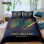 Muusika voodipesukomplekt Vintage Blues tekikott Vana kooli kitarr plaadid tekikott 2 padjap&uuml;&uuml;ri ja tekikotiga Kuninganna suurus Toa dekoratsioon EU Single 135x200cm