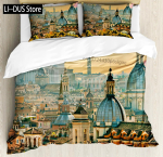 Itaalia tekikate Kuninganna/Kuningas/T&auml;issuurus Lastele T&auml;iskasvanutele Mikrokiud Itaalia Rooma Veneetsia Pisa torn Toscana Pizzad Vaade Voodipesu komplekt US Queen(228x228cm)