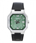 Casio analoog nahkrihmaga roheline sihver kvarts MTP-B195L-3AV meeste k&auml;ekell