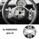 1Pcs Steering wheel Trim Sticke Shell Center Panel ABS Plastic Sticker For Mini Cooper R50 R52 R53 Sticker Accessory Car Styling gray uk-1pcs