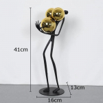 Minimalistlikud mustad tikutopsiga meestekaunistused Kuldne pall Dekoratiivne tegelane Kuju Lauakaunistus Abstraktne Figuuri Skulptuur