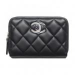 Chanel 25C Br&auml;ndilogo T&otilde;mblukuga Tepitud Lambanahast Naiste K&auml;ekott Must One Size-Basic Set (Bag+Dust Bag) must