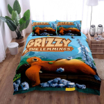 Animatsioon Grizzy ja Lemmingud Voodipesukomplekt Magamistuba Pehme Kaasaegne Voodikatted Mugav Tekikott Tekikate Ja Padjap&uuml;&uuml;r 150*200cm 3pcs
