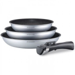 Set de po&ecirc;les - Arthur Martin - AM130S - 20-24-28 cm - Poign&eacute;e amovible - Antiadh&eacute;sif