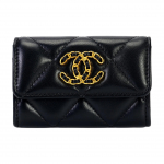CHANEL 19Kott Logo teemantmuster lambanahk kaardihoidja ja kaardikott naiste stiil must One Size-Gift Set(Basic Set+Box+Shopping Bag) must