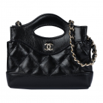Chanel 31 Kott 24S &Uuml;li-Mini Must Lamba Nahk Teemant Muster Kuldne Riistvara &Otilde;la Crossbody Naiste Kott Basic+Dust Bag must