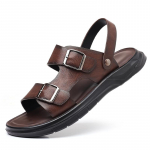 Vabaajafashion Meeste Kingad Slip-On Nahast Pehmed Libisemiskindlad Suvised Rannasandaalid Kahekordse pandlaga Sandaalid Tuhvlid Madalad Pl&auml;tud K&otilde;nnikingad 38 pruun