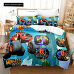 Multikas Blaze Monster Machines Voodipesukomplekt &Uuml;he- v&otilde;i Kahekohaline Suurus Tekikate Padjap&uuml;&uuml;r Poistele T&uuml;drukutele Lastele T&auml;iskasvanute Magamistupp EU Single 135x200cm