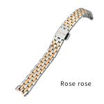 15mm roostevabast terasest t&auml;ismetallist kellarihm MIDO M7600 Baroncelli jaoks H&otilde;bedane Roosakuldne Kaardus Otsaga Kellarihm K&auml;ev&otilde;rud 15mm&for M7600 white