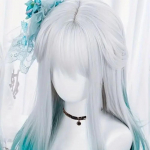 Sinine Valge Gradiendiga Tukk Sirge S&uuml;nteetiline Parukas Patsiga Anime Pidulik Cosplay Mood 2025 Uus Kiudaine Soeng
