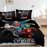 3 tk Superkangelane, Justice_League Kattekomplekt, Voodipesukomplekt, Pehme Mugav Tekikott, Magamistoa, K&uuml;lalistetoa jaoks (1* Tekikott + 2* Padjap&uuml;&uuml;ri, 135x200cm
