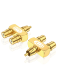 EMK RCA Splitter 1 Isane 2-le Kullatud Heliadapter Isane 2-le 2-suunaline Adapter, 2-suunaline Pistik, Y-Splitter, Emane, Pistik, 2 tk (1 emane, Y-kujuline) beige