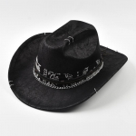 Uus punk-stiilis l&auml;&auml;ne-kauboi m&uuml;ts naistele ja meestele, vintage suur&auml;&auml;reline kauboit&uuml;druku jazz-m&uuml;ts, p&uuml;hadeks, peoks, cosplay-m&uuml;ts Can Be Adjusted must