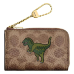 COACH EssentialL-Zip 12 Metalllogo Dinosaurus Prindi Signature Edition Kunstnahast V&otilde;tmehoidja Naiste Messing ja Pruun Messing ja pruun kuld