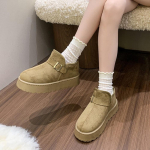 Metallpandlaga lumesaapad Talvised Uued &Uuml;mar Nina Spleissitud Suede Platvormiga Vabaaja Mugavad Madalad Puuvillased Saapad Naistele 36 khaki