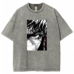 Jaapani Vintage Anime Must-Valge Tegelase Portree Prindiga Naiste T-s&auml;rk Neutraalne Pesu &Uuml;le suurusega L&uuml;hikeste Varrukatega Top S