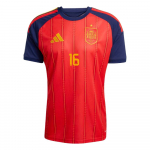 Adidas 2026 Maailmameistriv&otilde;istlused Hispaania Rahvuskoondis Rodri 16 Koduvorm &Uuml;mmarguse kaelusega Kiiresti kuivav Jalgpallis&auml;rk F&auml;nniversioon Meeste s&auml;rk JN4390-16 XL