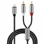 Lightning-to-RCA helikaabel: 1m Y-jagaja adapter iOS-seadmetele ja DJ-kontrolleritele