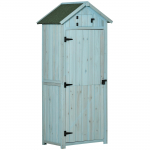Aiamaja Vertikaalne Kasulik 3 riiuliga Varjualune Puidust V&auml;litingimustes Aiat&ouml;&ouml;riistade Hoiustuss&uuml;steem Hoiukapp, 77 x 54,2 x 179 cm - Sinine 77 x 54.2 x 179 cm