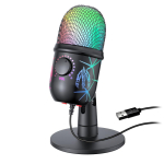 USB-mikrofon M&auml;ngimiseks M&auml;ngumikrofon PC-le Mac-ile PS4/5 Podcasti mikrofon RGB-ga Vaigistus Monitor M&uuml;rav&auml;hendus Salvestamiseks Otse&uuml;lekandeks must