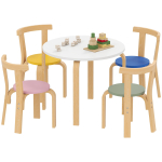 5-osaline laste laua ja toolide komplekt, puidust v&auml;ikelaste laua ja toolide komplekt lasteaeda, m&auml;ngutuppa, klassiruumi, 3-8-aastastele 60 x 60 x 50 cm
