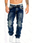 Meeste Hip Hop Kontrast&otilde;mblustega Denim P&uuml;ksid - Uus Stiil, Euroopa & Ameerika, Vabaaja Sirge L&otilde;ige XL blue
