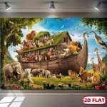 2D lame disain, 1-osaline Noa laeva peobanner, sobib s&uuml;nnip&auml;evadeks ja ristimisteks 118&times;59inch/300*150cm
