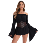 Halloweeni Piraadi Keskaegne &Uuml;he&otilde;laline Kleit Retro Metallr&otilde;ngaga V&ouml;&ouml; ja Kellukujuliste Varrukatega S black