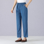 Keskealised ja eakad teksad Spring Straight k&otilde;rge v&ouml;&ouml;kohaga elastsed lahtised teksad naised XXXXXL gray