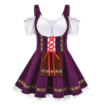 Naiste Oktoberfest Kost&uuml;&uuml;m Saksa Baieri Traditsiooniline Dirndl Kleit Oktoobrifestivali &Otilde;lle T&uuml;druk Cosplay Komplekt XL lilla