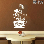 DIY kleebised Seinakleebised Kohvitassi kleebised Seinakaunistus Eemaldatav Koduk&ouml;&ouml;k Kunst Seinakujundus W must