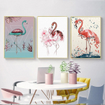 Raamita lihtne l&otilde;uendimaal Elegantne flamingo naturaalne seinapildid Kodukaunistus Elutoa kunst style1 size21cmx30cm