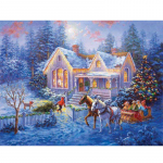 Kaunistused koduks Rhinestones Tikand Lumi J&otilde;ulumaja Teemanttikandid J&otilde;ulukunst 20X30CM