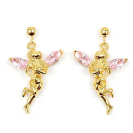 Les Tr&eacute;sors De Lily [L4293] - Boucles Plaqu&eacute; Or 'F&eacute;e Clochette' rose dor&eacute; - 25x15 mm Heleroosa