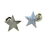 7bis [P8207] - Boucles artisanales 'Une Etoile est N&eacute;e' argent&eacute; - 9x9 mm h&otilde;be