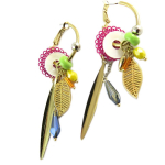 Les Tr&eacute;sors De Lily [Q1314] - Disainer k&otilde;rvar&otilde;ngad 'Acapulco' mitmev&auml;rvilisest kullast - 30x20 mm 70x19 mm mitmev&auml;rviline