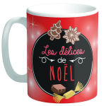 Les Tr&eacute;sors De Lily [Q3352] - keraamiline kruus 'Les D&eacute;lices de No&euml;l' punane (valmistatud Prantsusmaal) - k&otilde;rgus 9,5 cm l&auml;bim&otilde;&otilde;t 8 cm punane