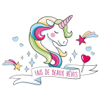 Les Tr&eacute;sors De Lily [Q6513] - Planche de stickers 'Licorne My Unicorn' (Fais de beaux r&ecirc;ves) - 50x70 cm valge